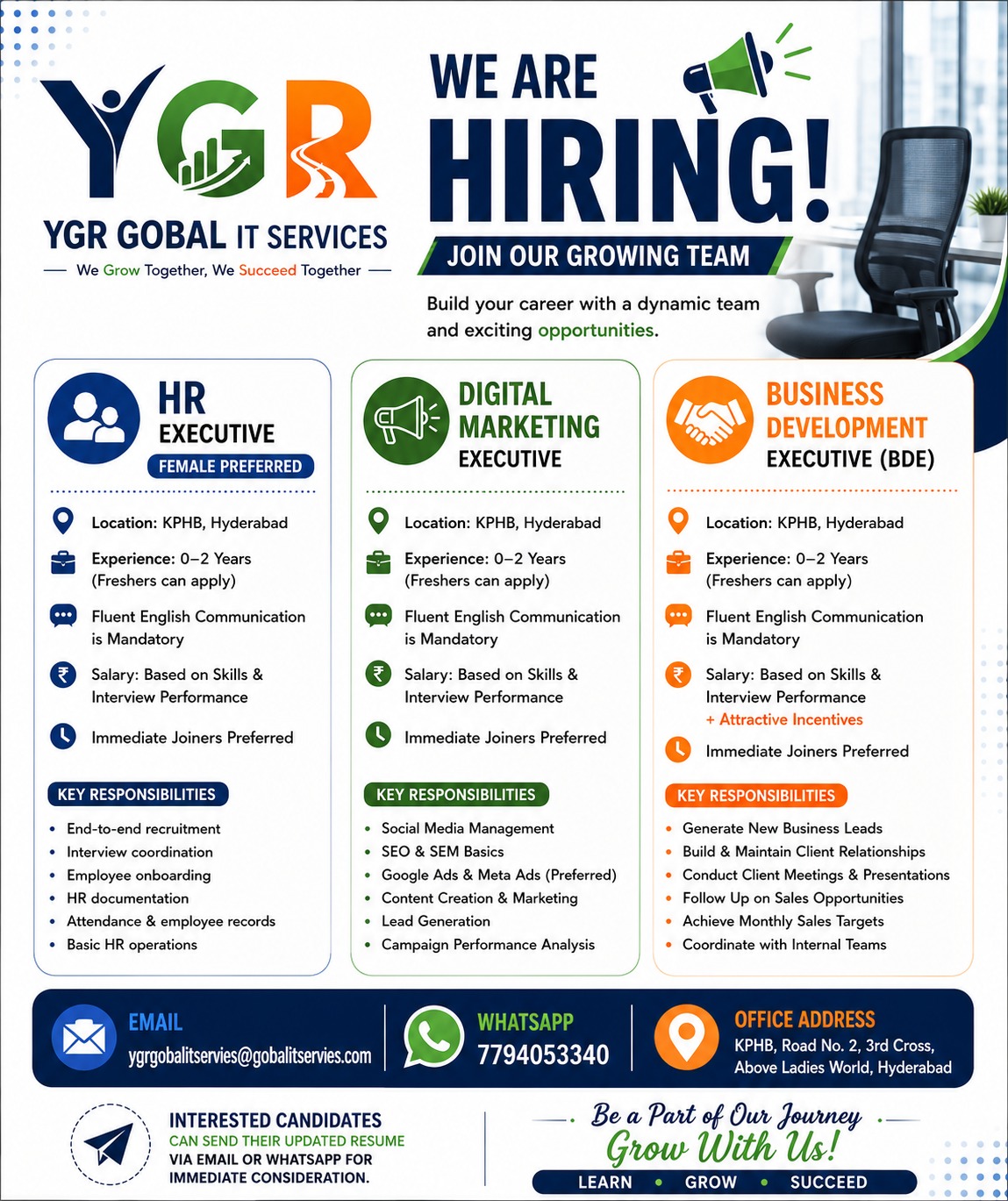 Join Our Growing Team at YGR Gobal IT Services!
